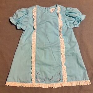 The Proper Peony Blue Embroidered Dress with Lace